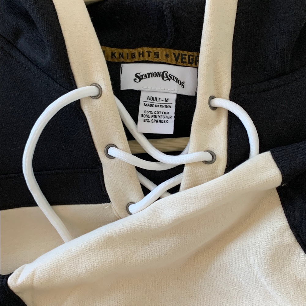 Black and Cream Hoodie with Golden Knights Hockey Logo - Picture 4 of 4